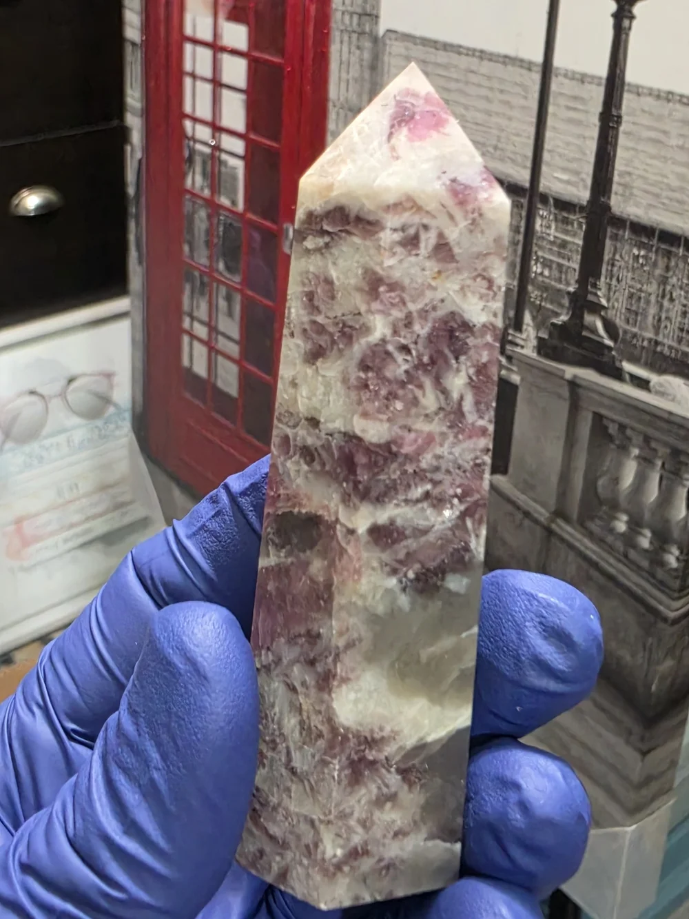 Pink tourmaline tower, also known as a Rubellite tower